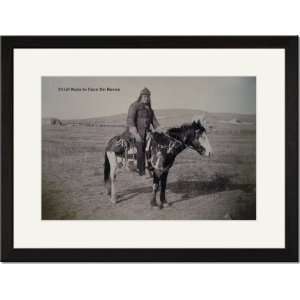   Framed/Matted Print 17x23, Chief Rain in Face on Horse