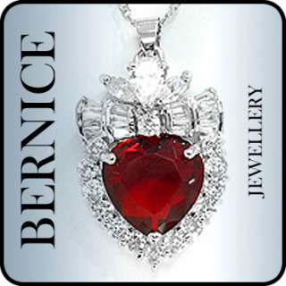   18k white gold plated stone color red ruby stone cut heart stone