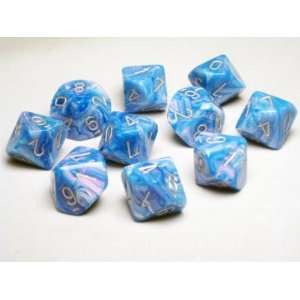   Dice Sets Blue/Silver Mother of Pearl d10 Set (10) Toys & Games
