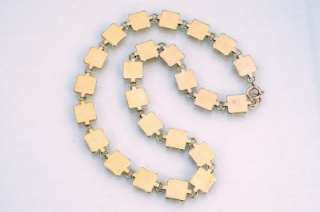   Glass Effect Gold Yellow Amber Square Riviere Style Necklace  