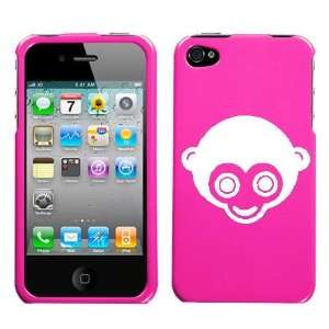  APPLE IPHONE 4 4G WHITE MONKEY ON A PINK HARD CASE COVER 