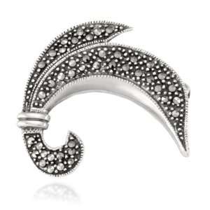  Sterling Silver Marcasite Swirl Pin Jewelry