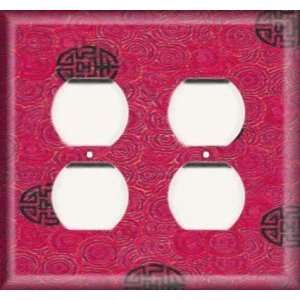  Double Duplex Outlet Cover   Red / Black Design