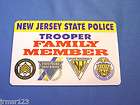NJ STATE POLICE TROOPER PVC (PLASTIC) 2 SIDE FAMILY MEMBER CARD