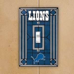  Detroit Lions Light Blue Art Glass Switch Plate Cover 