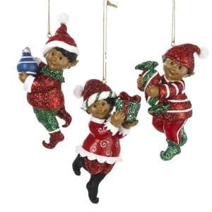  Club Pack of 12 African American Elf Christmas Ornaments 4 