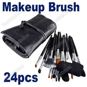 Pro Makeup Cosmetic Brush Sets Kit + Roll Up Case 24pcs  