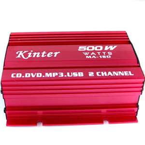 500W 2 Channel USB Car Audio Stereo Amplifier Amp W8T  