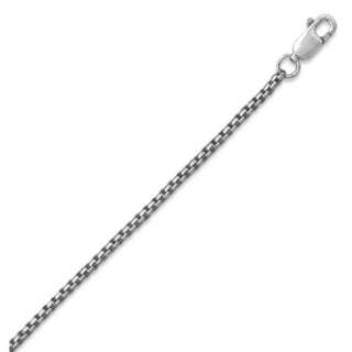 Sterling Silver Rounded Box Chain Necklace   16 to 34  