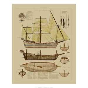 Antique Ship Plan II by Unknown 18x22 