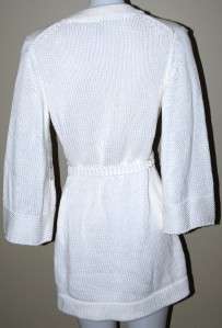 New $138 Tahari Antique White Cardigan Sweater Jacket M  