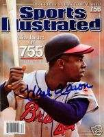 Hank Aaron Braves SIGNED NL Sports Illustrated COA  