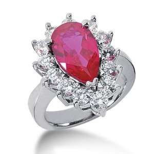   Ct Diamond Ruby Ring Engagement Pear Cut Prong Fashion 14k White Gold