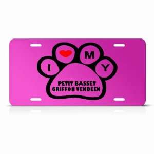 Petit Basset Griffon Vendeen Dog Dogs Pink Animal Metal License Plate 