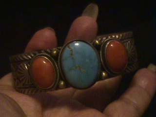 Native American G Reeves turquoise bracelet silver fine  