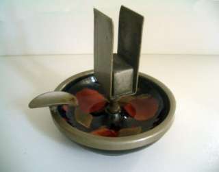   antique cobalt ceramic MOORCROFT Burslem ashtray match holder No Res
