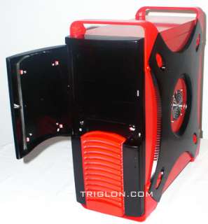 TRYA1X RED  BLACK ATX Screw less PC Case  