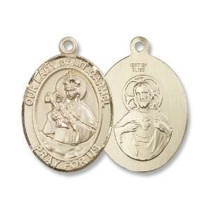 Gold Filled Our Lady of Mount Carmel Medal Pendant Charm with 24 Gold 