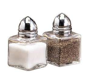 Clear Glass Cubed 1/2 Ounce Salt and Pepper Shakers Stainless Steel 