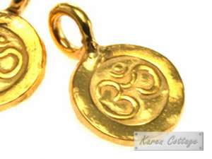 Karen Hill Tribe Silver  Gold vermeil OM Printed Flat Charm ,9mm 