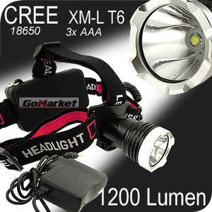 CREE XM L XML T6 LED 1200L Rechargeable Headlamp Headlight AAA 18650 