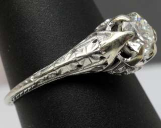   71pt Diamond Solitaire 14K White Gold Filigree Engagement Ring  