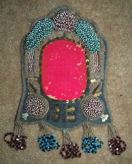 1913 NATIVE AMERICAN BEADED PICTURE FRAME NICE COND.  