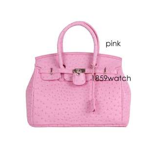 Star style classic ostrich pattern Lock bag Womens handbag W34  