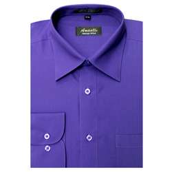 Amanti Mens Wrinkle free Purple Dress Shirt  