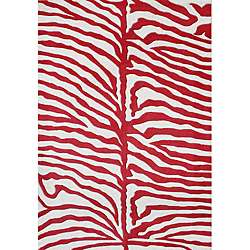 Handmade Horizon Red Zebra Wool Rug (8 x 10)  