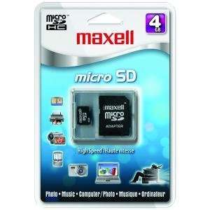 MAXELL Card, SD, Micro, 4GB, with Adaptor, Class 2 Camera 