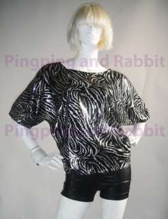   and White Top Blouse Kimono Style Evening Club Wear Zebra Print  