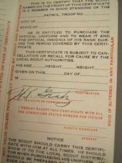 1941 BOY SCOUT REGISTRATION Certificate CARD + Envelope  