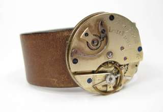 HANDMADE steampunk cuff bracelet LEATHER pocketwatch vintage 