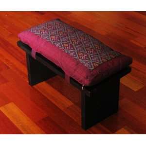  Seiza Kneeling Meditation Bench & Cushion Set   Burgundy 