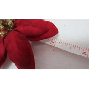   Small 3 Inch Red Velvet Poinsettia Flower Hair Clip, Limited. Beauty