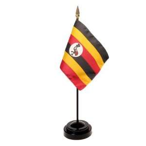   Uganda Flag 4X6 Inch Mounted E Gloss With Fringe Patio, Lawn & Garden