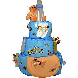 Giggles and Grins Blue Motorcycle Diaper Cake  