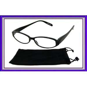 Reading Glasses I 1 Reader Rhinestone Black Plastic Frame With Pouch 1 