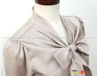 Women Fashion Vintage Long Sleeve Shirt Blouse Bowknot New 4 Colors 