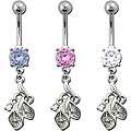 Surgical Steel Cubic Zirconia Cala Lily Belly Ring