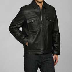 IZOD Mens Big & Tall Zip front Leather Jacket  
