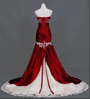   Long Red Mermaid Wedding Bridal Prom Gown Full Dress Sz 6 18 Or Custom