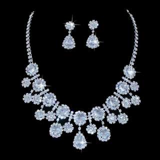 Bridal Jewelry Set Chunky Teardrop Crystal Rhinestone M  