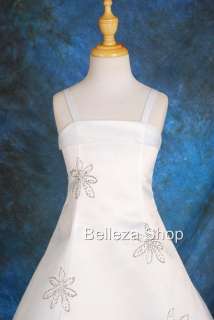 White Flower Girls Wedding Party Pageant Dress SZ 10 11  