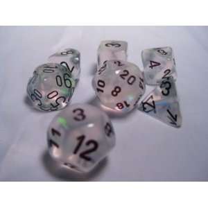  Chessex RPG Dice Sets Clear/Black Borealis Polyhedral 7 