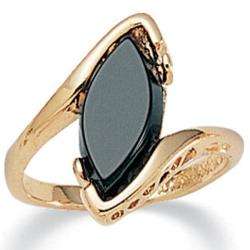 Brass Marquise Onyx Costume Ring  