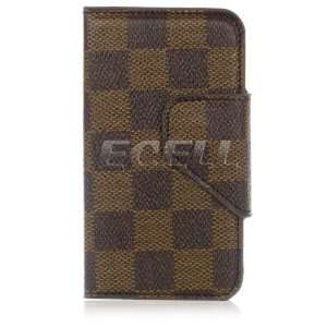     BROWN DESIGNER LEATHER WALLET CASE FOR iPHONE 4 4G Electronics