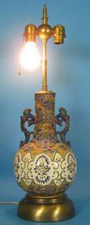 Fine 19th C Japanese Enamel Vase Mounted as Lamp c.1890  
