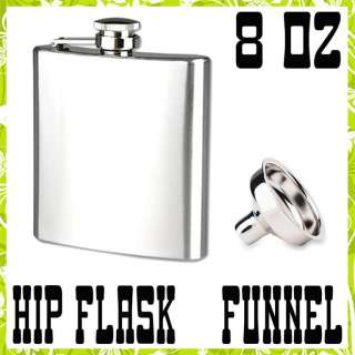 8oz Stainless Steel Camping Hip Flask 50096 and Funnel  